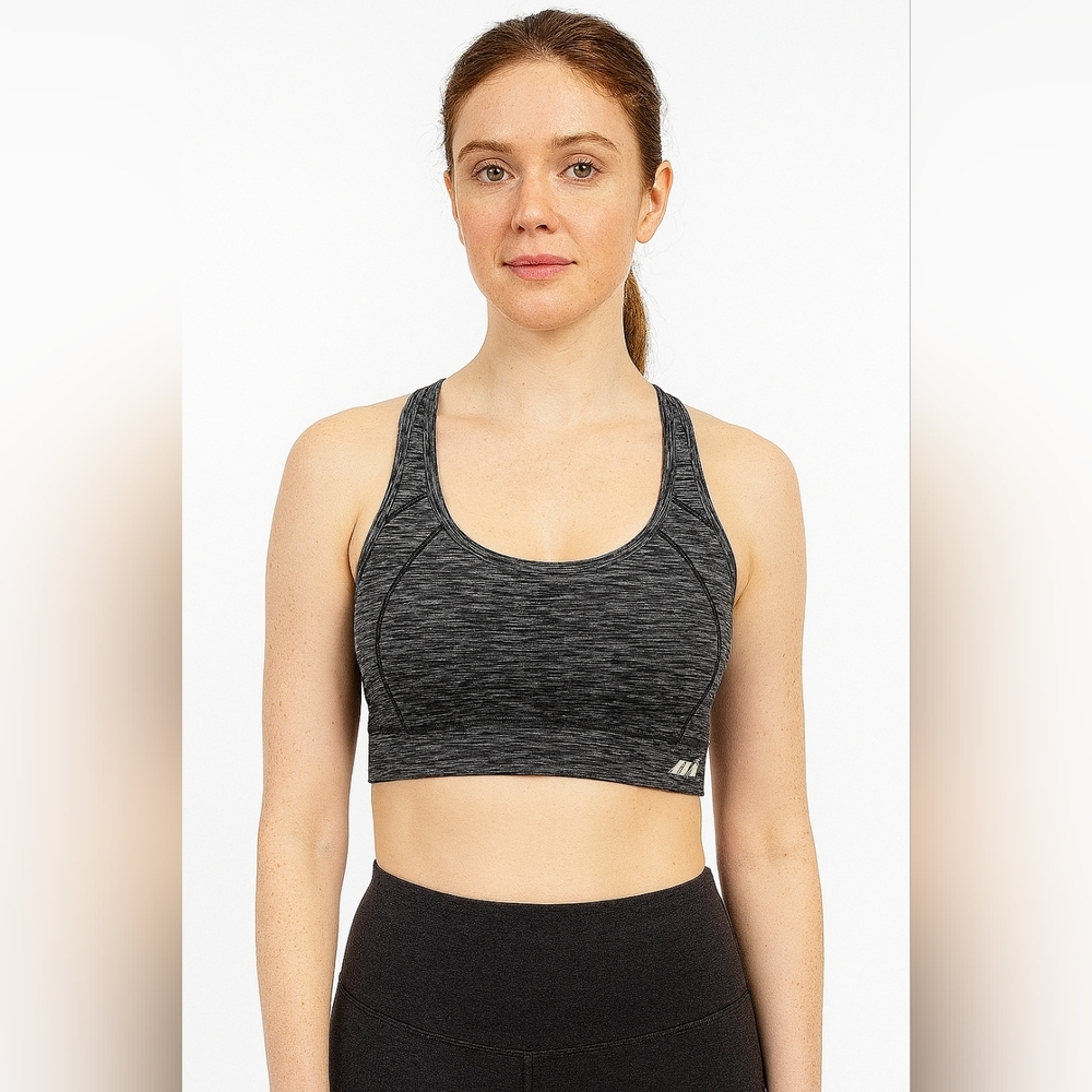 🩶 Avia Gray Heather Sports Bra Size Large | Racerback Activewear